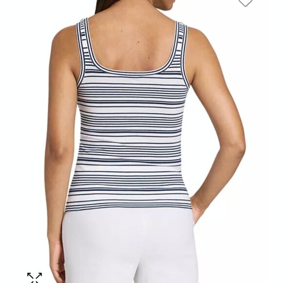 New Condition Small Theory Dark Navy White Striped Bram Tank - Picture 2 of 7